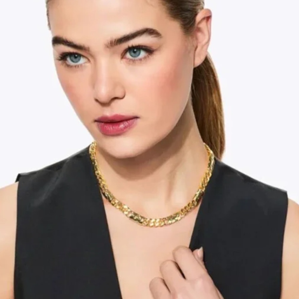 Kurt Geiger London Crystal Quilted Chain Collar Necklace New - Picture 6 of 6